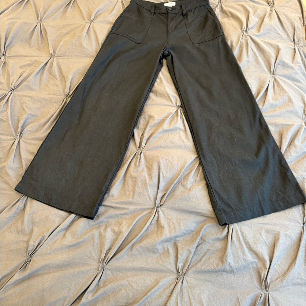 Women’s Black Wide-Leg Linen Blend Pants